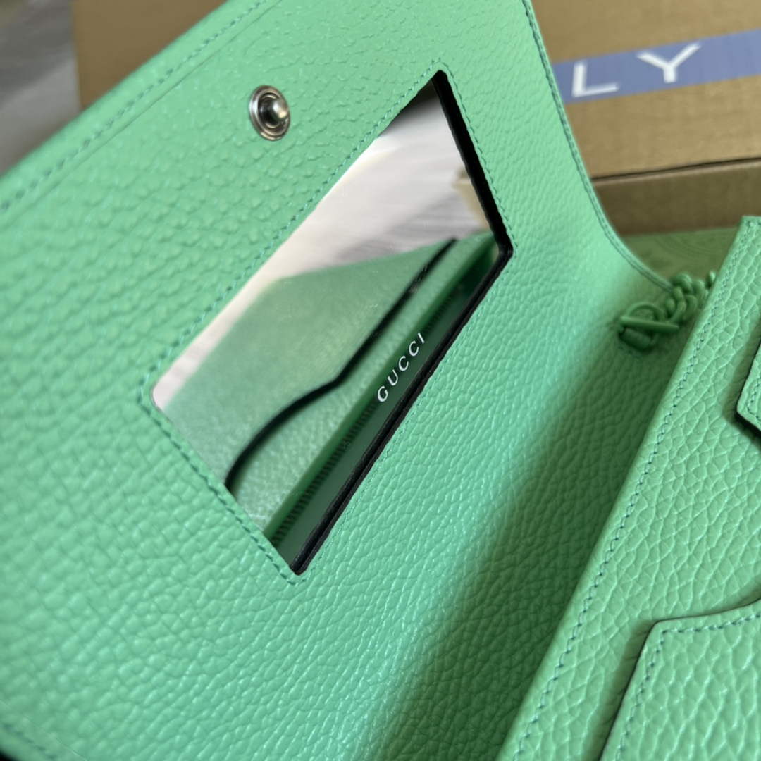 Gucci ‎497985 GG Marmont mini chain bag Green leather