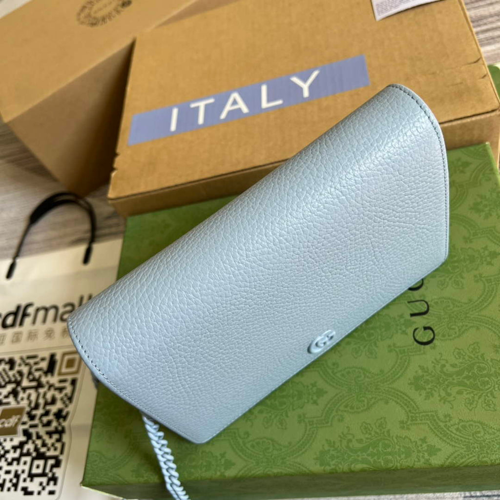 Gucci ‎497985 GG Marmont mini chain bag Blue leather