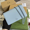 Gucci ‎497985 GG Marmont mini chain bag Blue leather