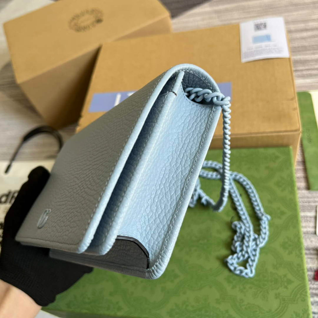 Gucci ‎497985 GG Marmont mini chain bag Blue leather