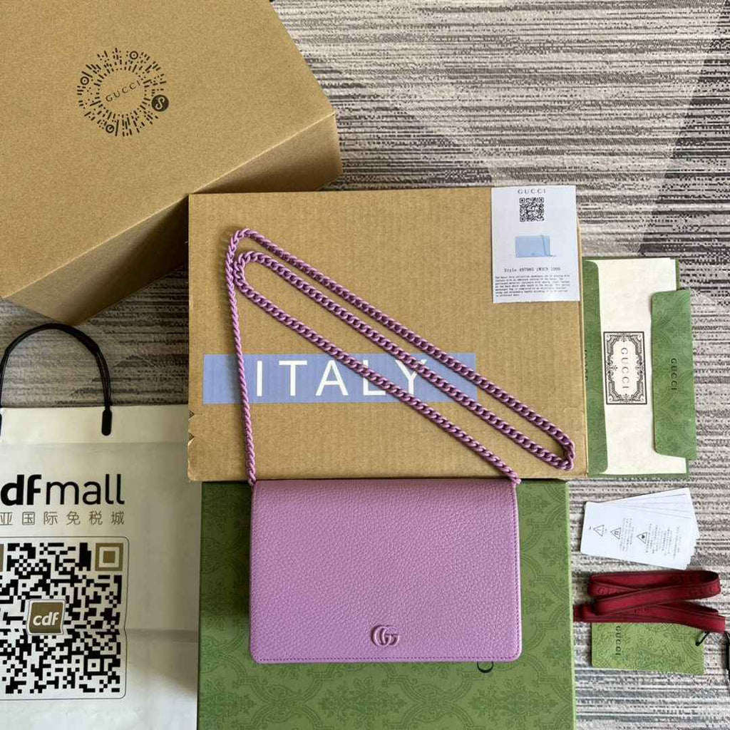 Gucci ‎497985 GG Marmont mini chain bag Purple leather