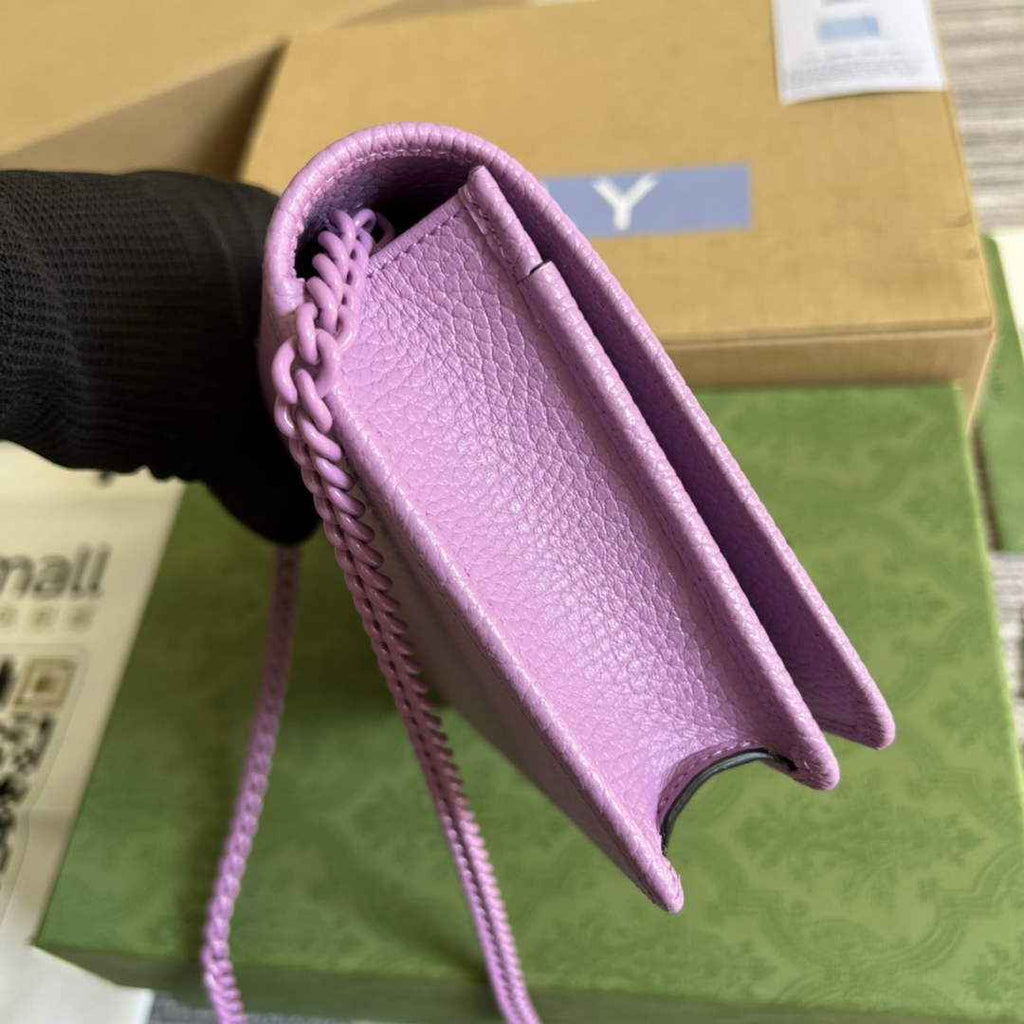 Gucci ‎497985 GG Marmont mini chain bag Purple leather