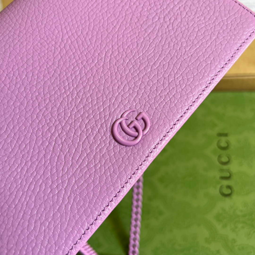 Gucci ‎497985 GG Marmont mini chain bag Purple leather