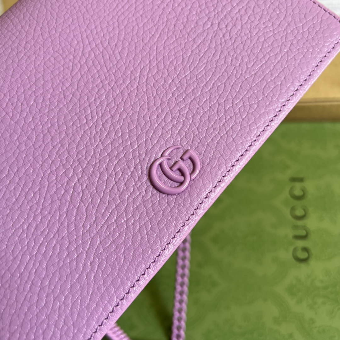 Gucci ‎497985 GG Marmont mini chain bag Purple leather