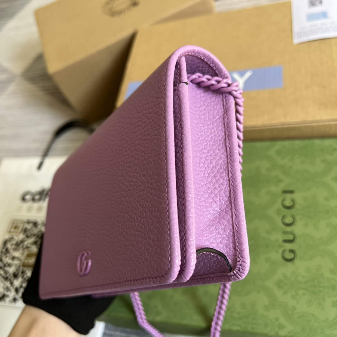 Gucci ‎497985 GG Marmont mini chain bag Purple leather