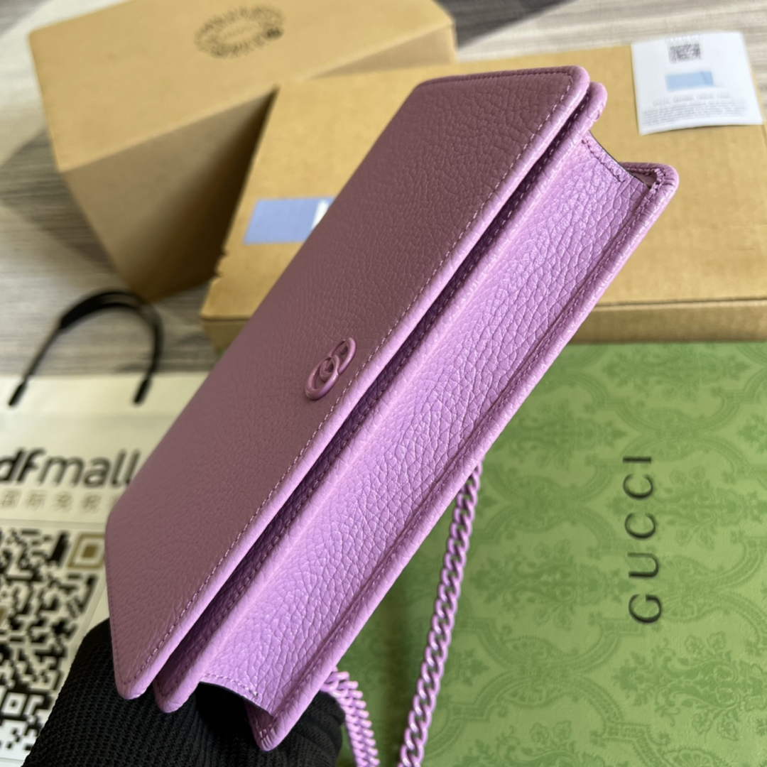 Gucci ‎497985 GG Marmont mini chain bag Purple leather