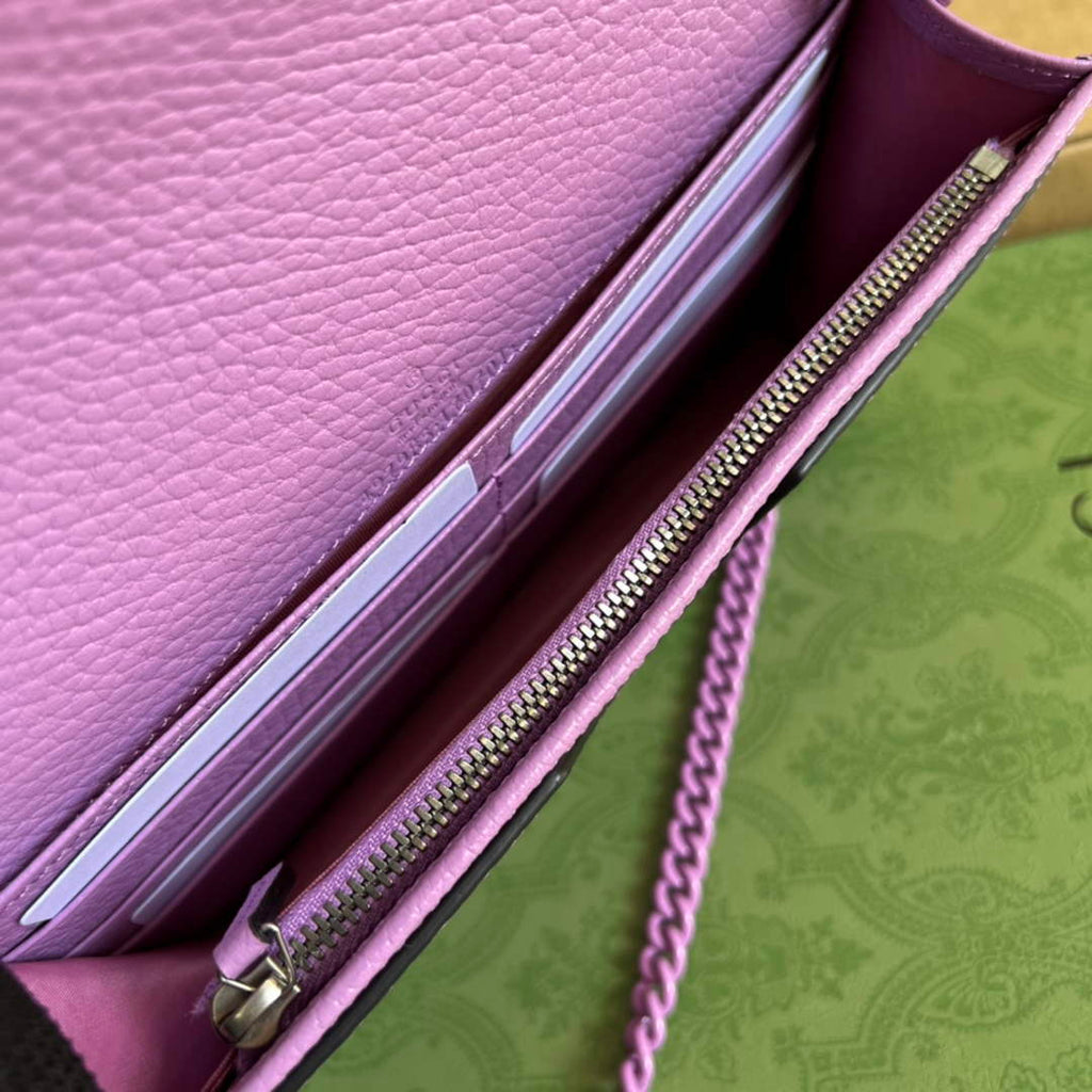 Gucci ‎497985 GG Marmont mini chain bag Purple leather