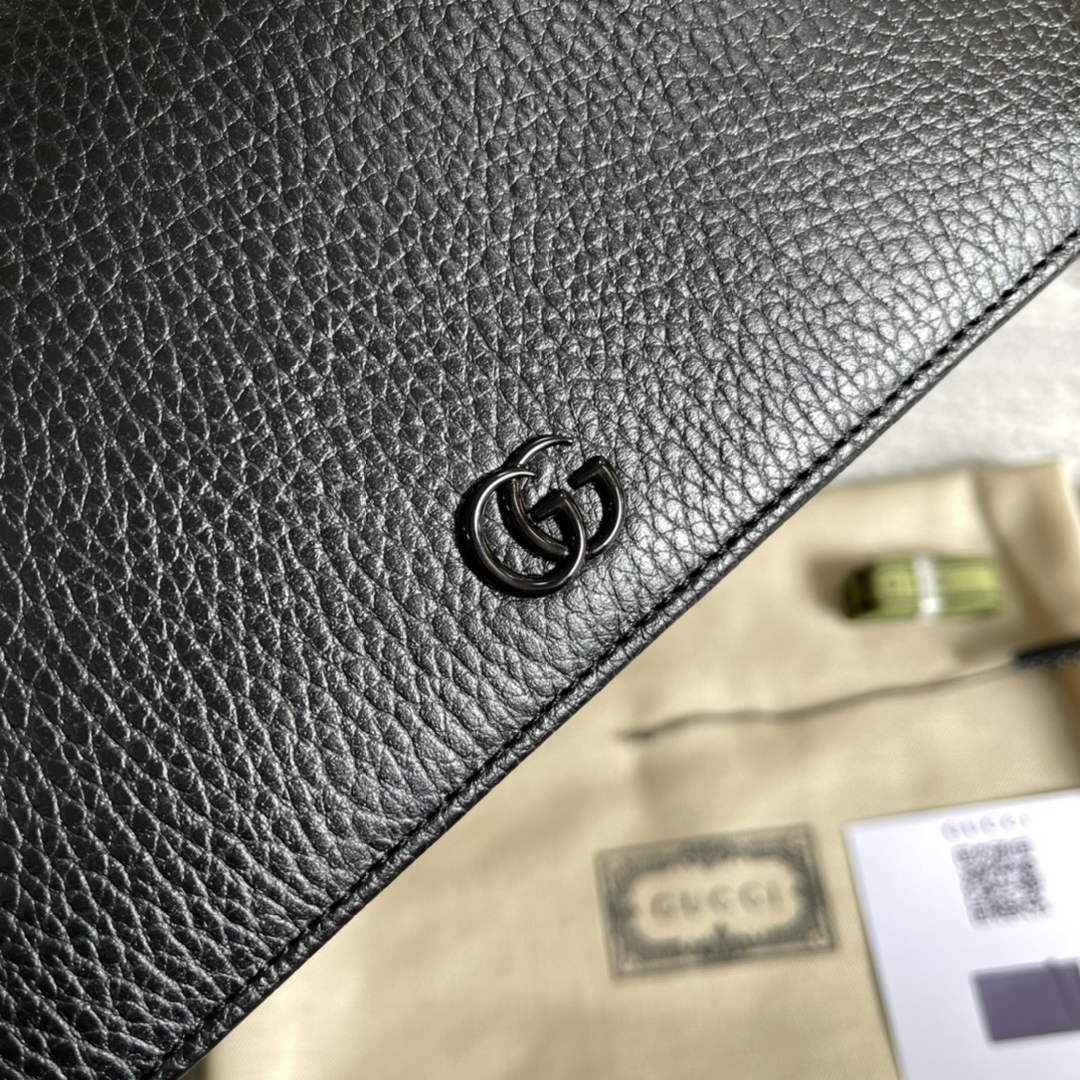 Gucci ‎497985 GG Marmont mini chain bag Black leather