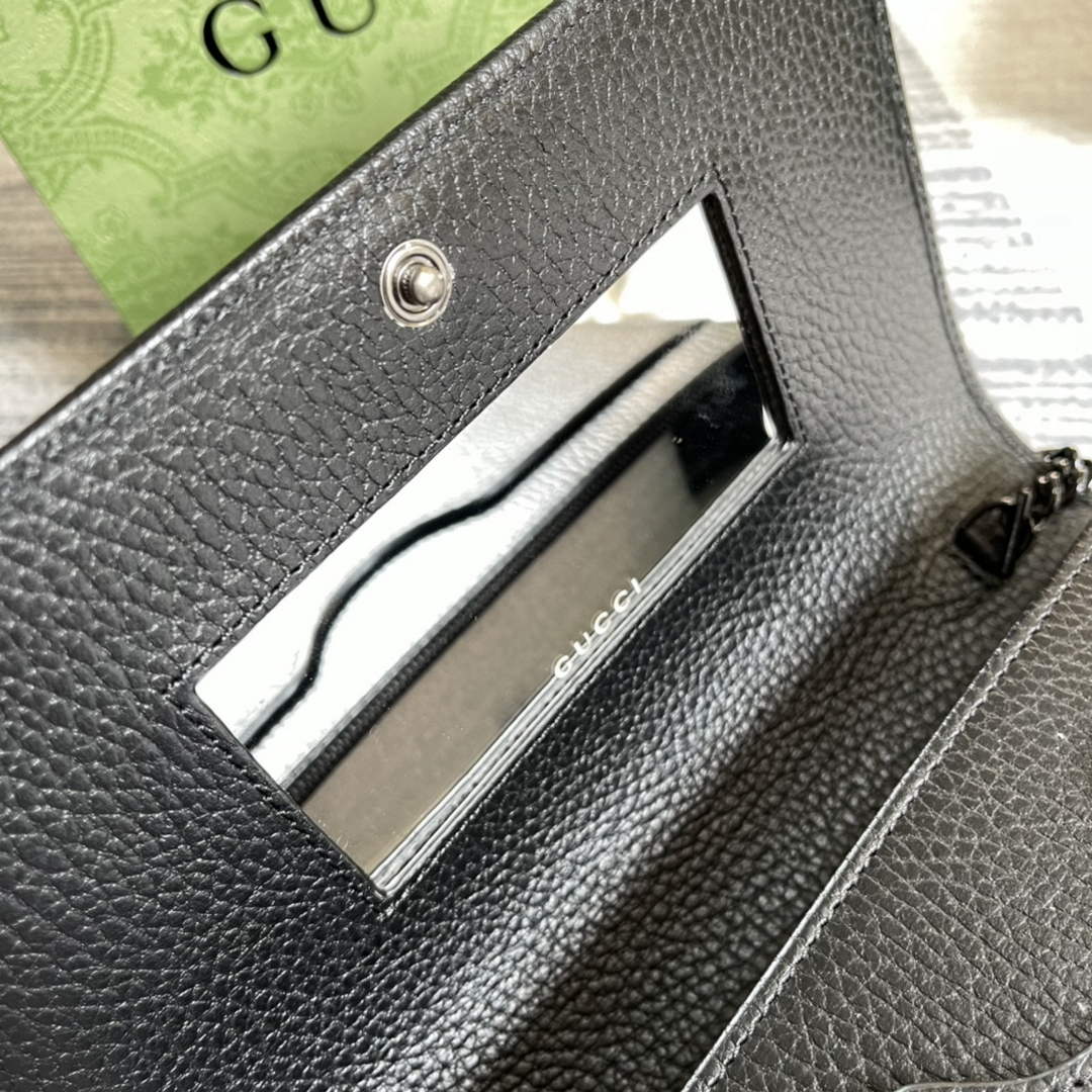 Gucci ‎497985 GG Marmont mini chain bag Black leather