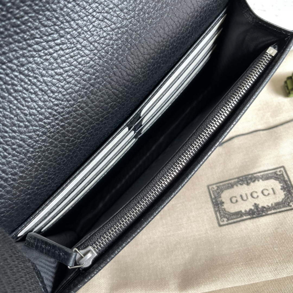 Gucci ‎497985 GG Marmont mini chain bag Black leather