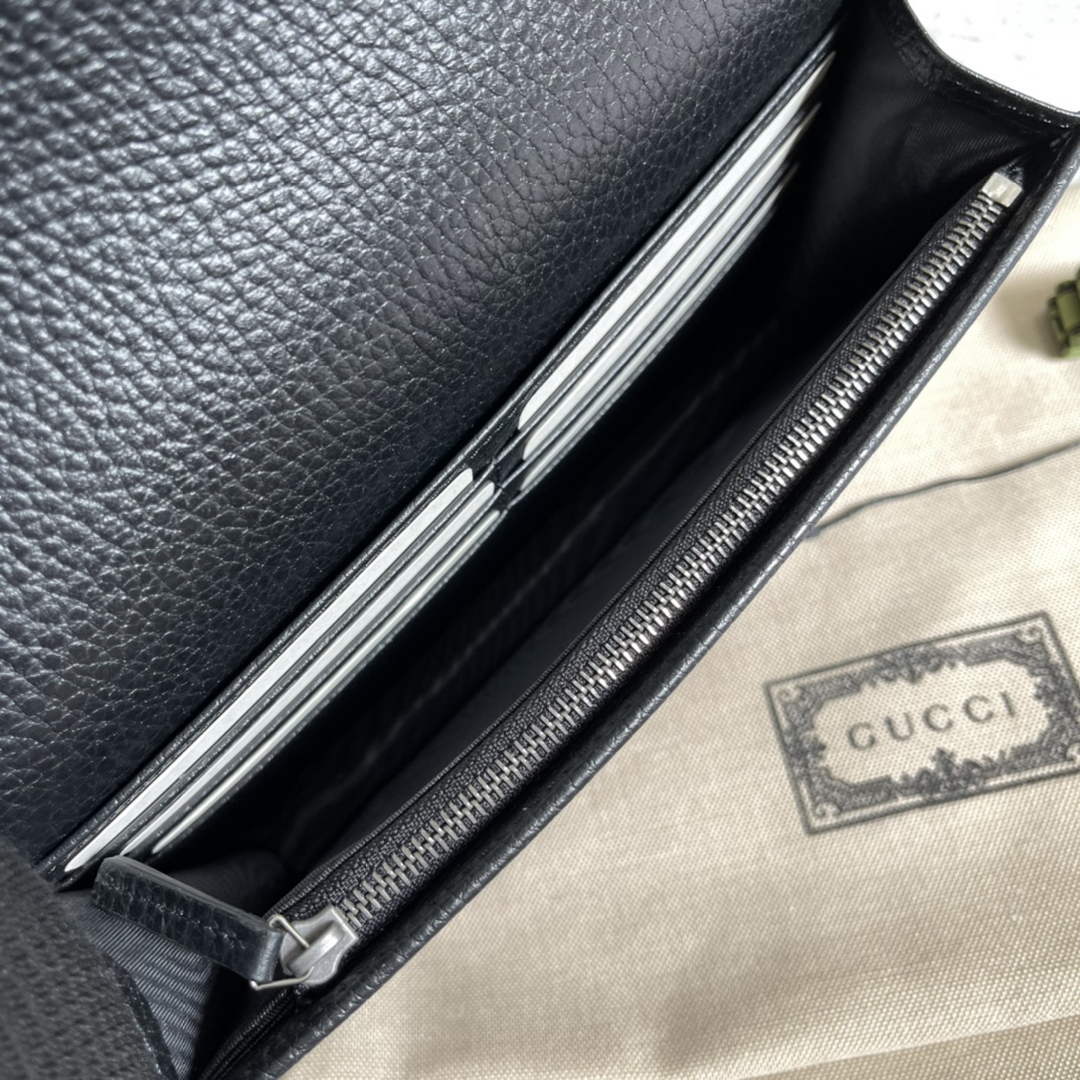 Gucci ‎497985 GG Marmont mini chain bag Black leather