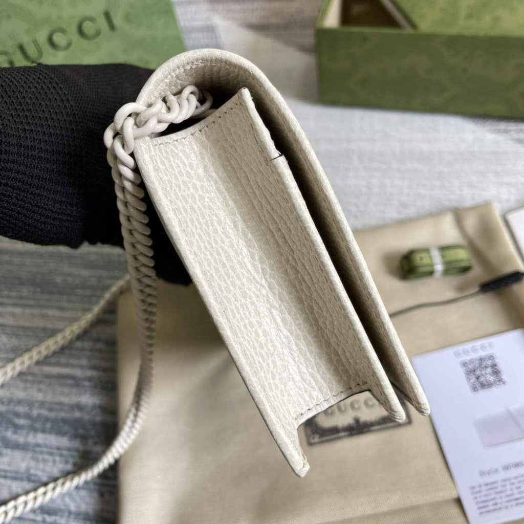 Gucci ‎497985 GG Marmont mini chain bag Beige leather