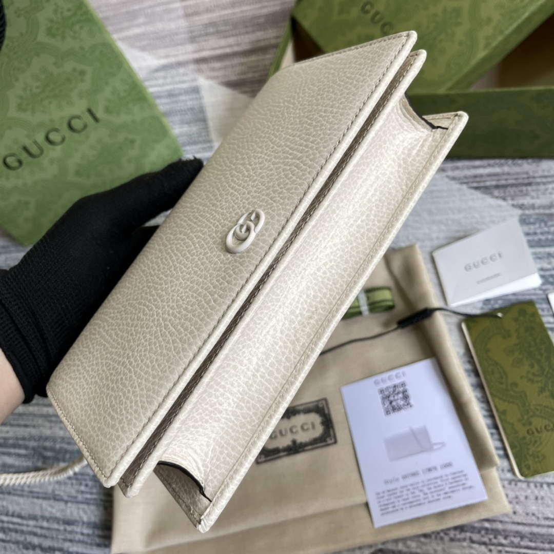 Gucci ‎497985 GG Marmont mini chain bag Beige leather