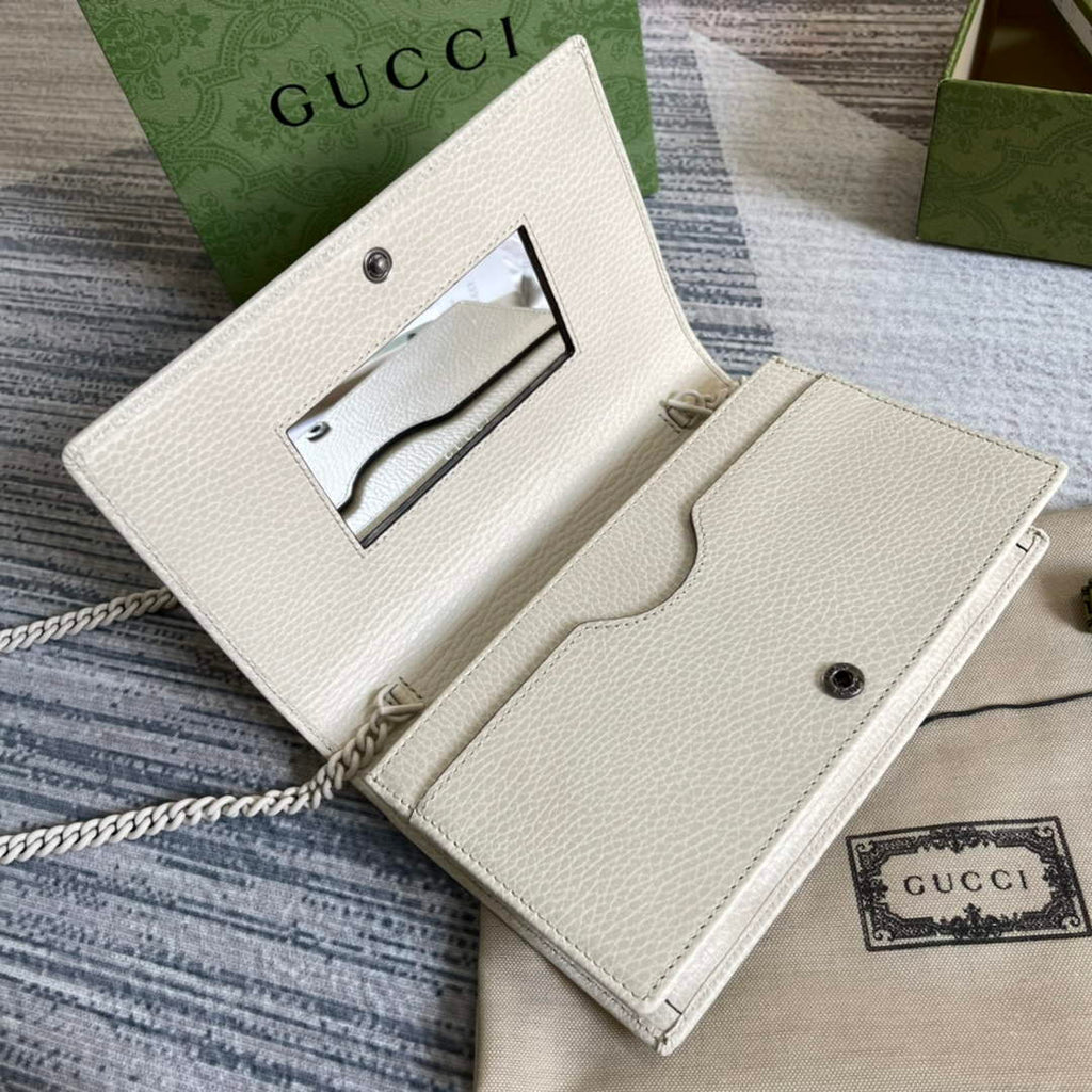 Gucci ‎497985 GG Marmont mini chain bag Beige leather
