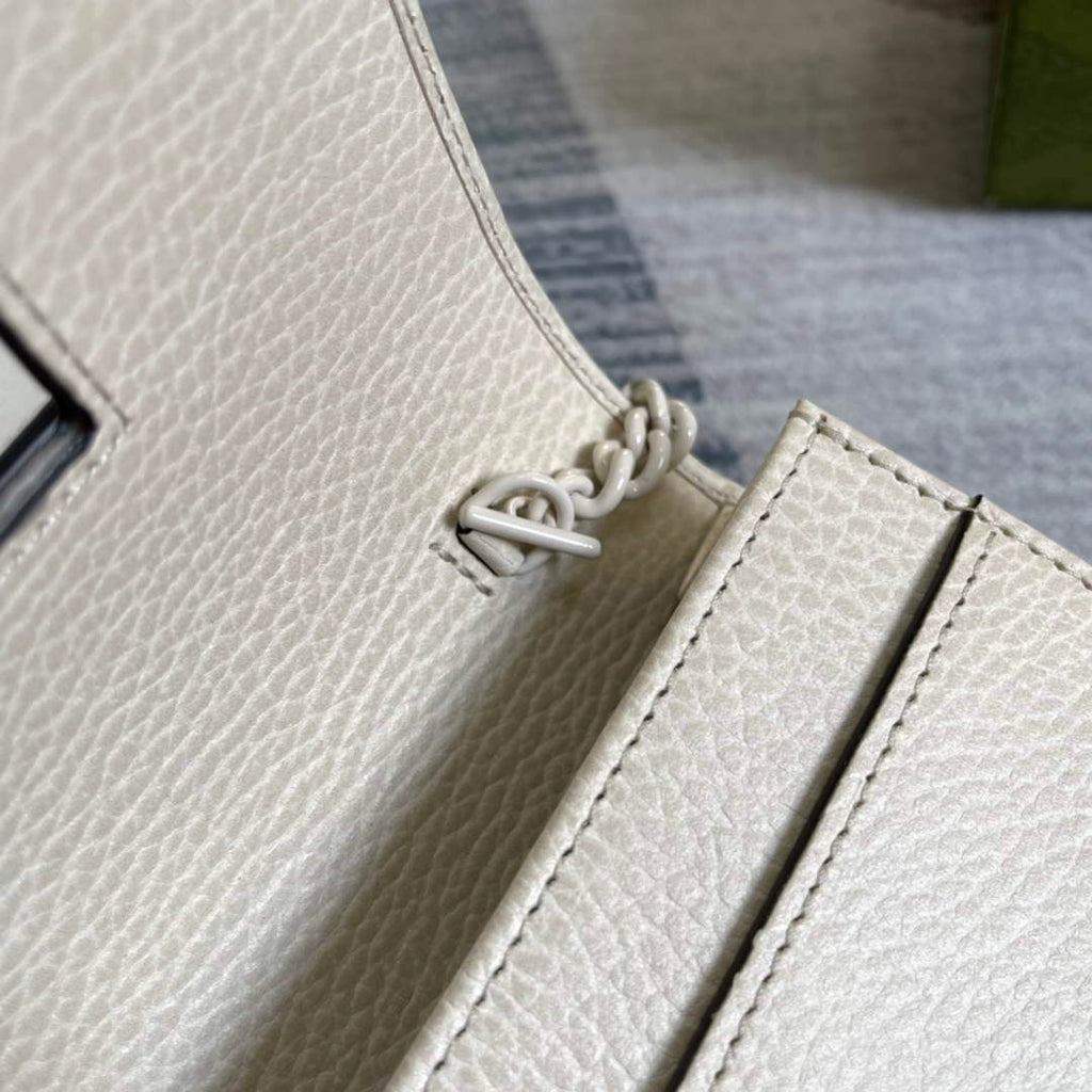 Gucci ‎497985 GG Marmont mini chain bag Beige leather