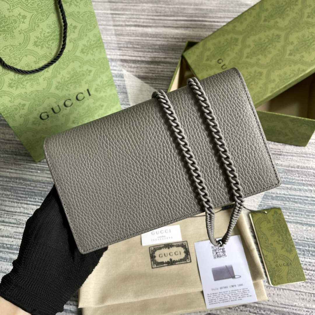 Gucci ‎497985 GG Marmont mini chain bag Gray leather