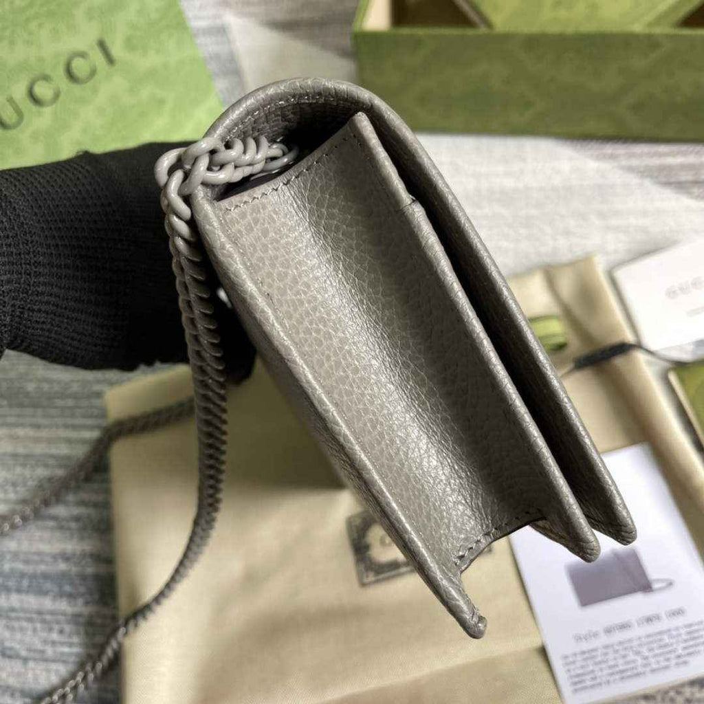 Gucci ‎497985 GG Marmont mini chain bag Gray leather