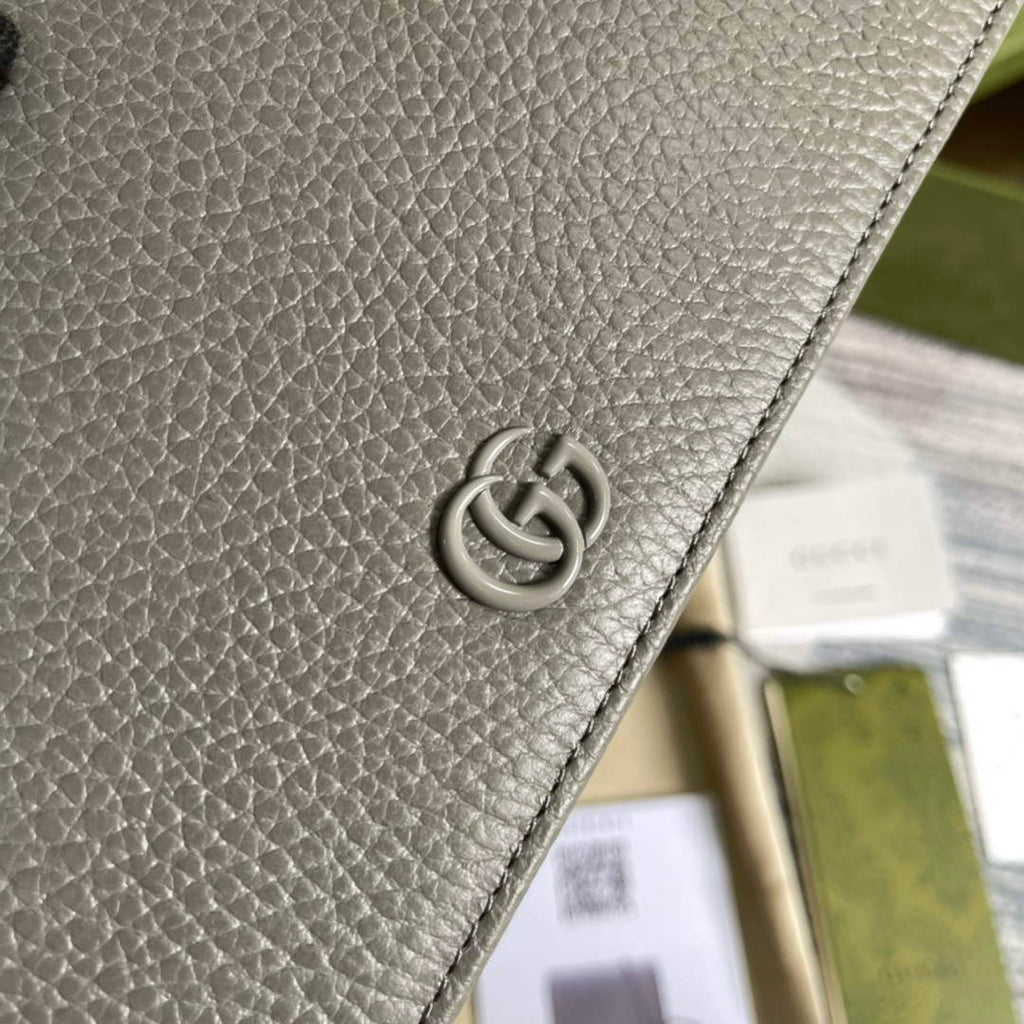 Gucci ‎497985 GG Marmont mini chain bag Gray leather