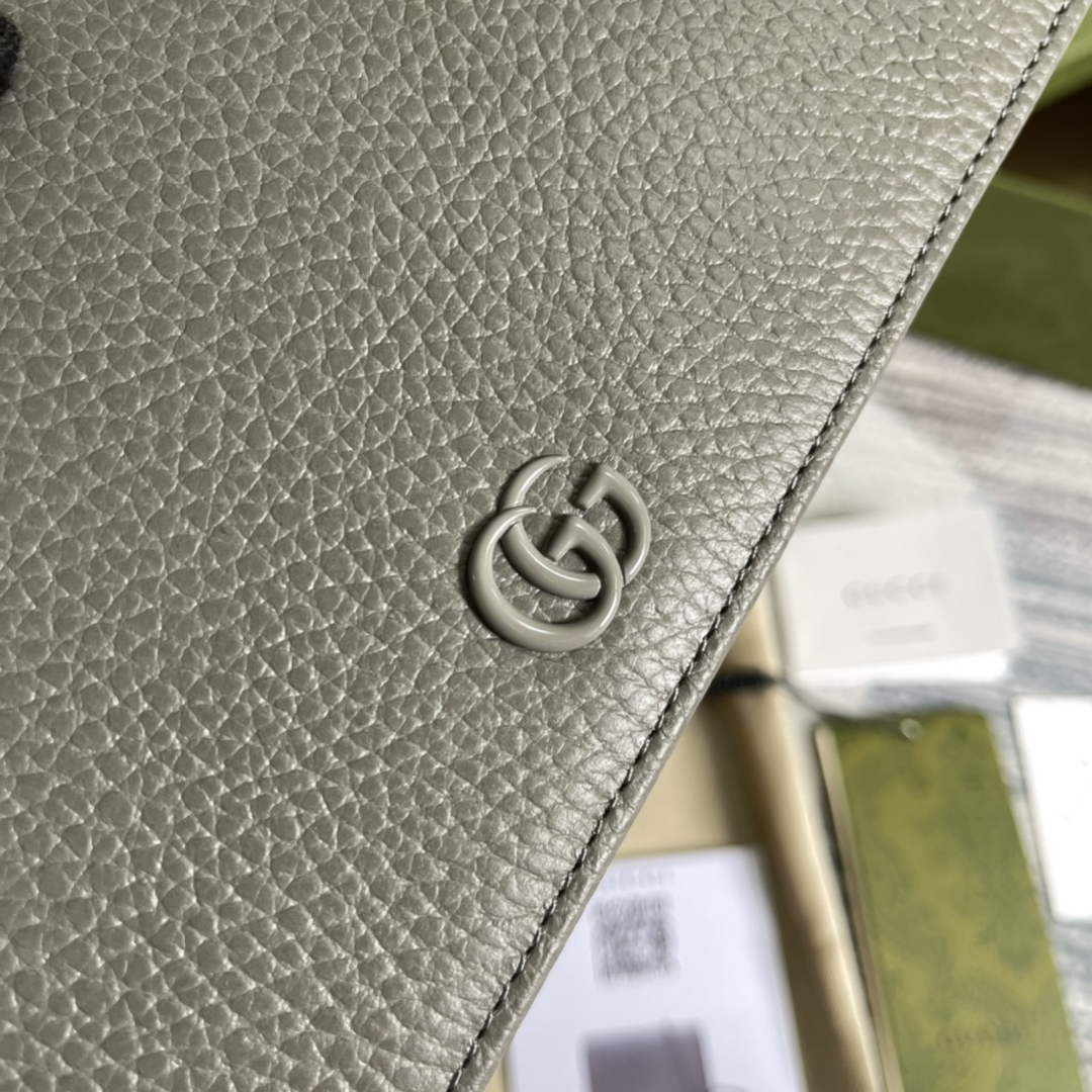 Gucci ‎497985 GG Marmont mini chain bag Gray leather