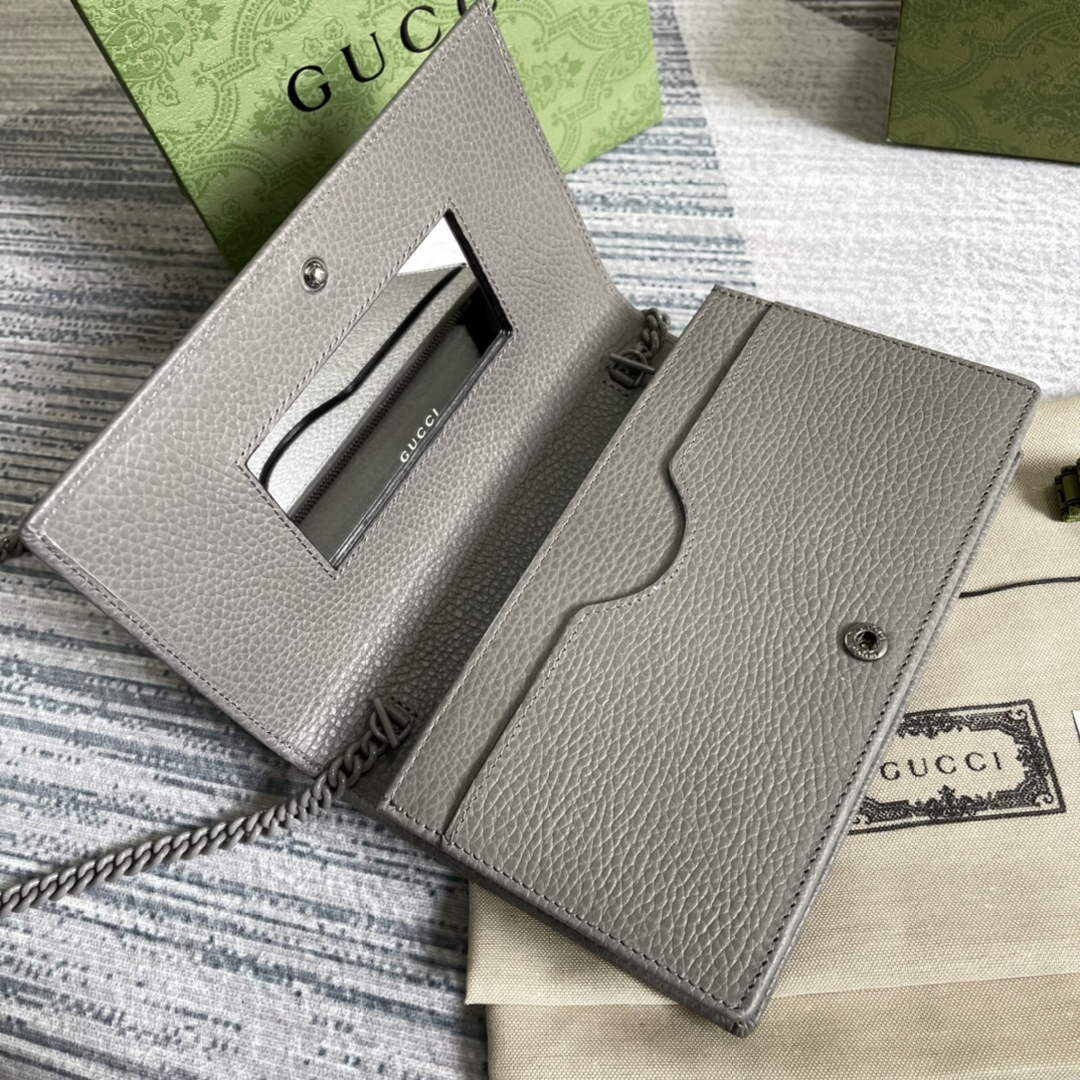Gucci ‎497985 GG Marmont mini chain bag Gray leather