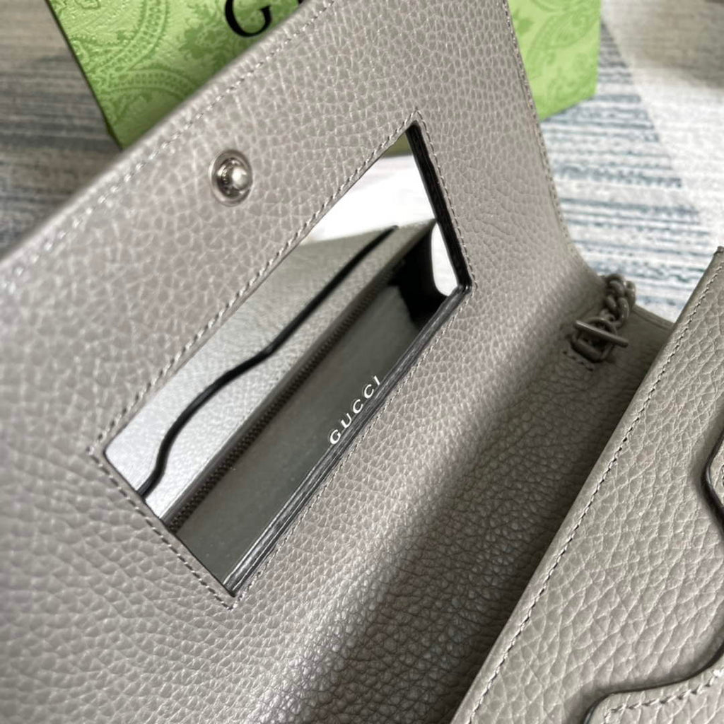 Gucci ‎497985 GG Marmont mini chain bag Gray leather