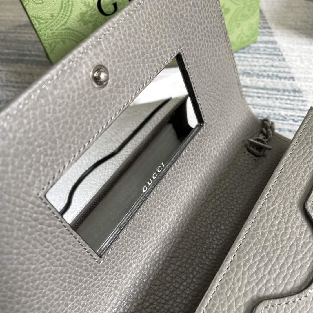 Gucci ‎497985 GG Marmont mini chain bag Gray leather