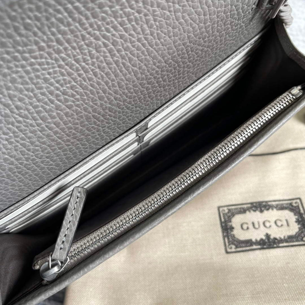 Gucci ‎497985 GG Marmont mini chain bag Gray leather