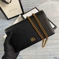Gucci ‎497985 GG Marmont mini chain bag Black leather Gold