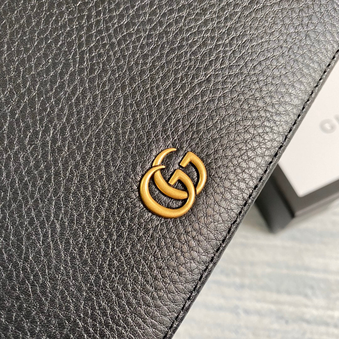 Gucci ‎497985 GG Marmont mini chain bag Black leather Gold