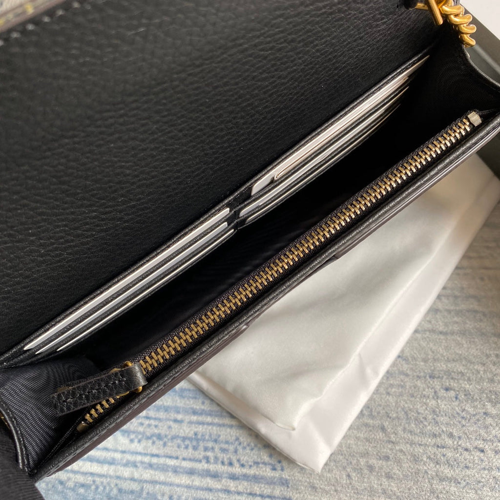 Gucci ‎497985 GG Marmont mini chain bag Black leather Gold