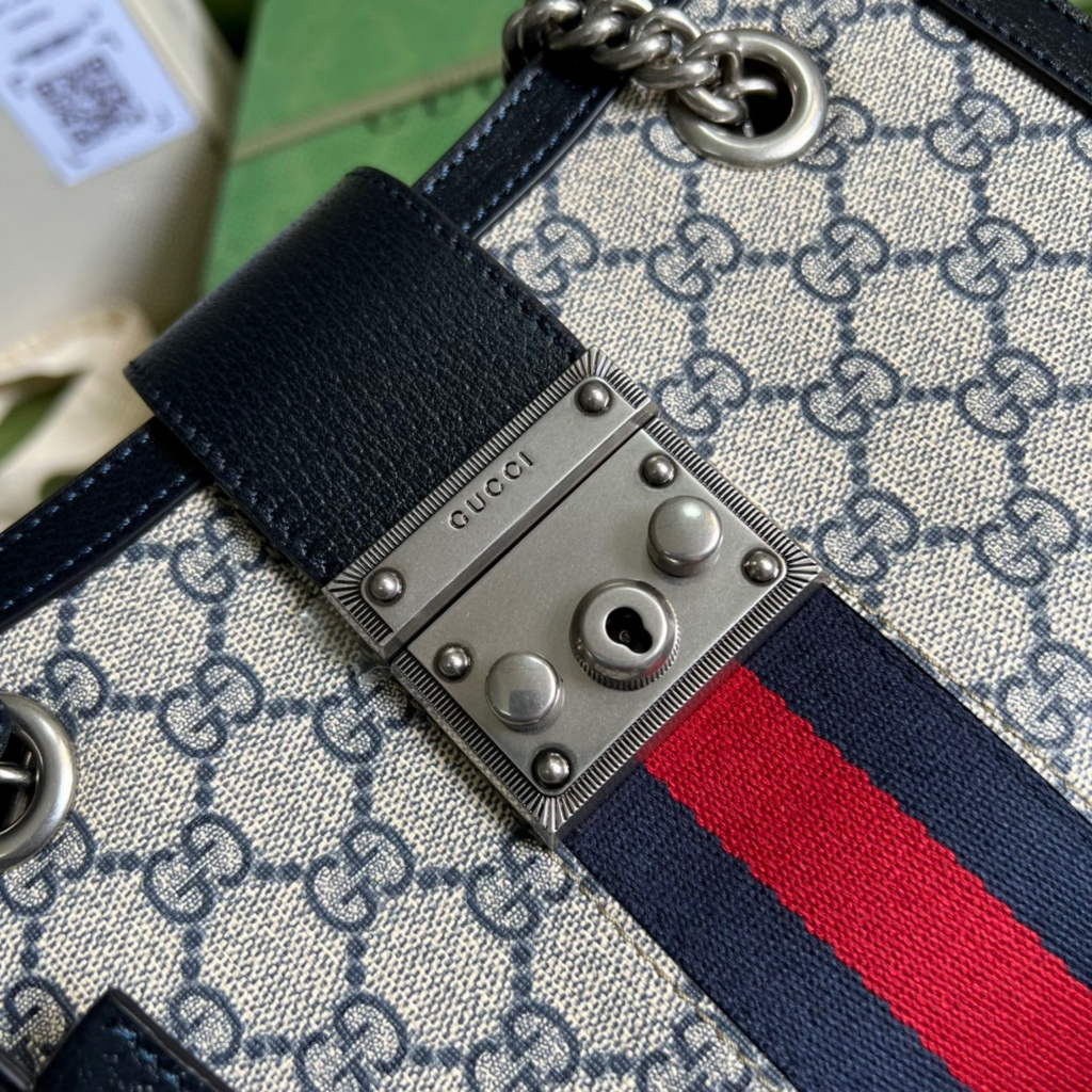 Gucci 498156 Padlock small GG shoulder bag Blue leather