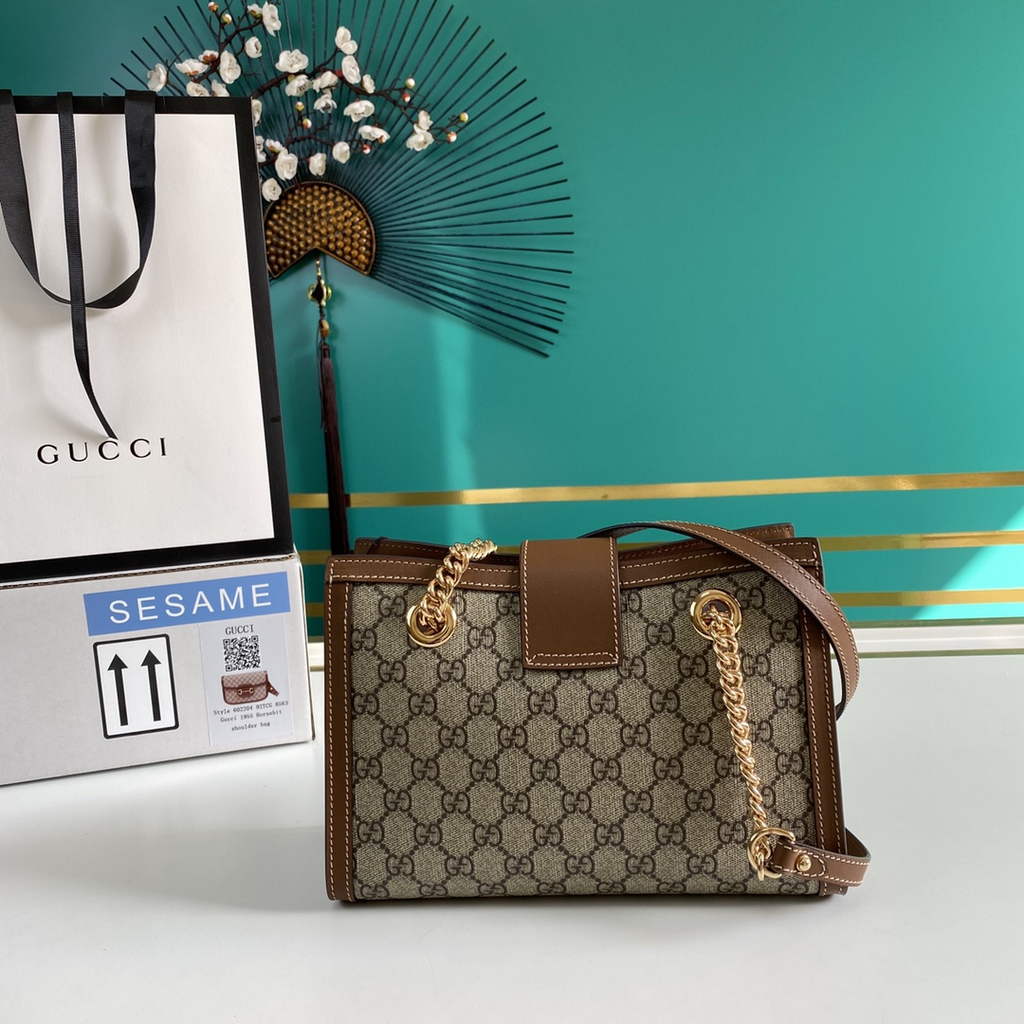 Gucci 498156 Padlock small GG shoulder bag Brown leather
