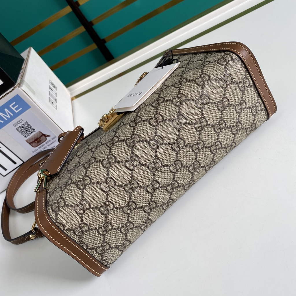Gucci 498156 Padlock small GG shoulder bag Brown leather