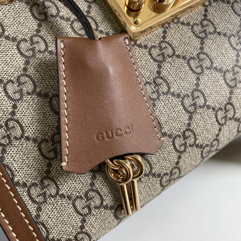 Gucci 498156 Padlock small GG shoulder bag Brown leather