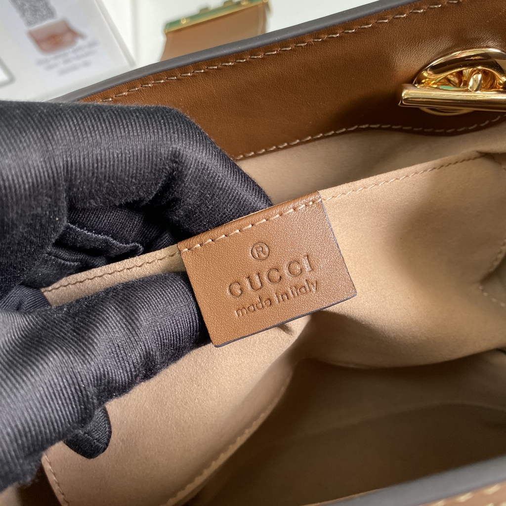Gucci 498156 Padlock small GG shoulder bag Brown leather