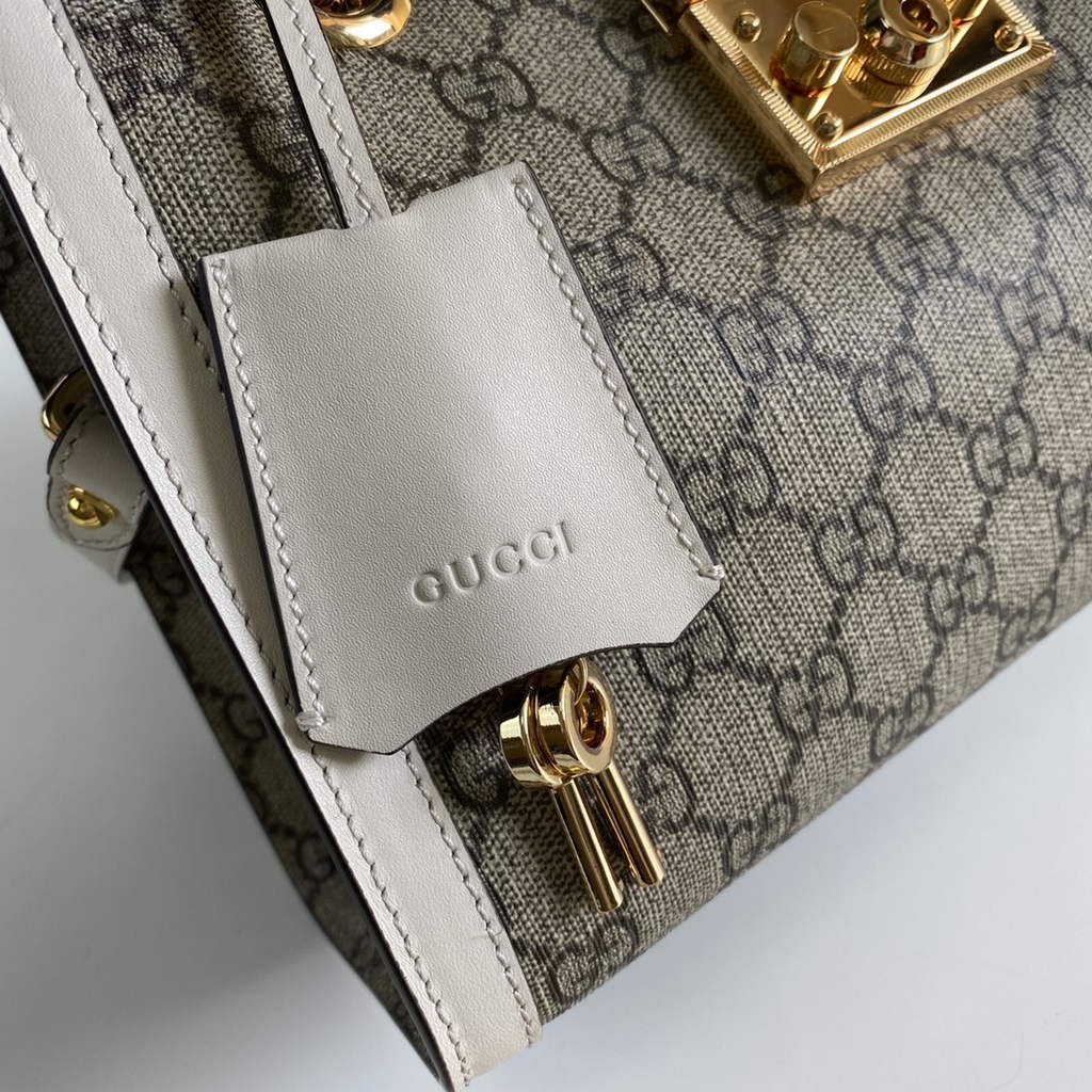 Gucci 498156 Padlock small GG shoulder bag White leather