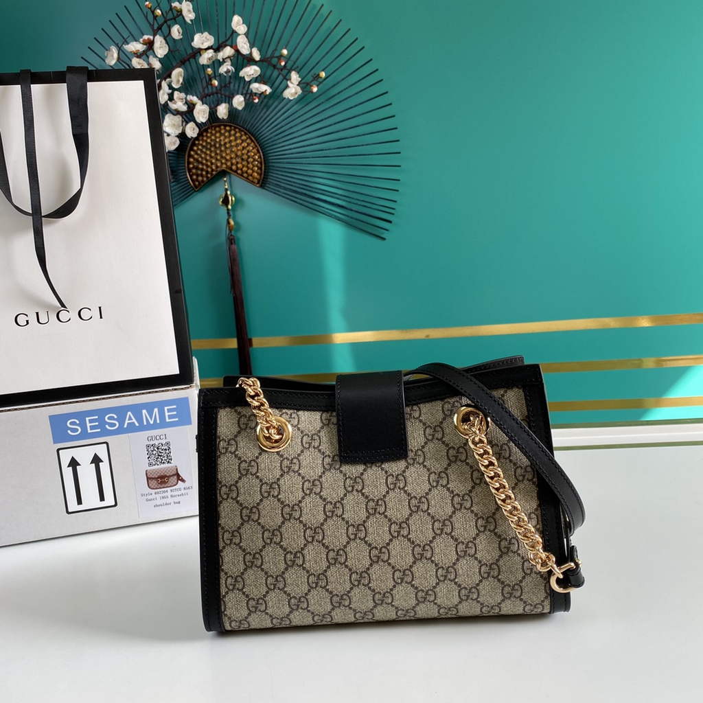 Gucci 498156 Padlock small GG shoulder bag Black leather