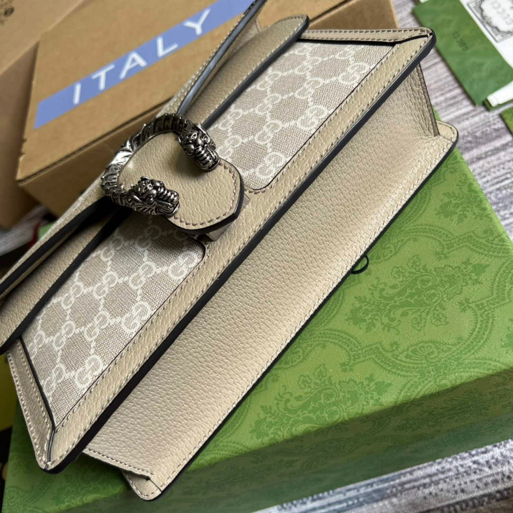 Gucci 499623 Dionysus GG small shoulder bag Beige and white GG Supreme