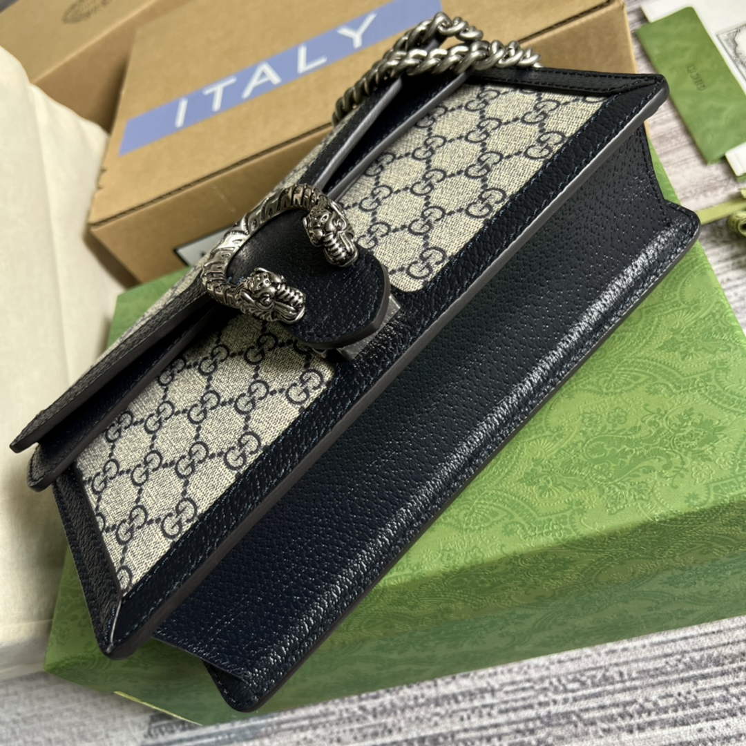 Gucci 499623 Dionysus GG small shoulder bag Beige and blue GG Supreme