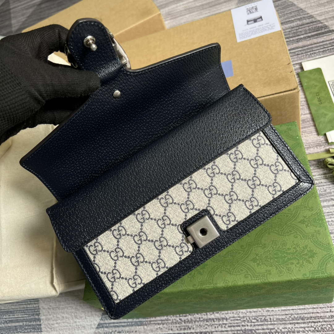 Gucci 499623 Dionysus GG small shoulder bag Beige and blue GG Supreme