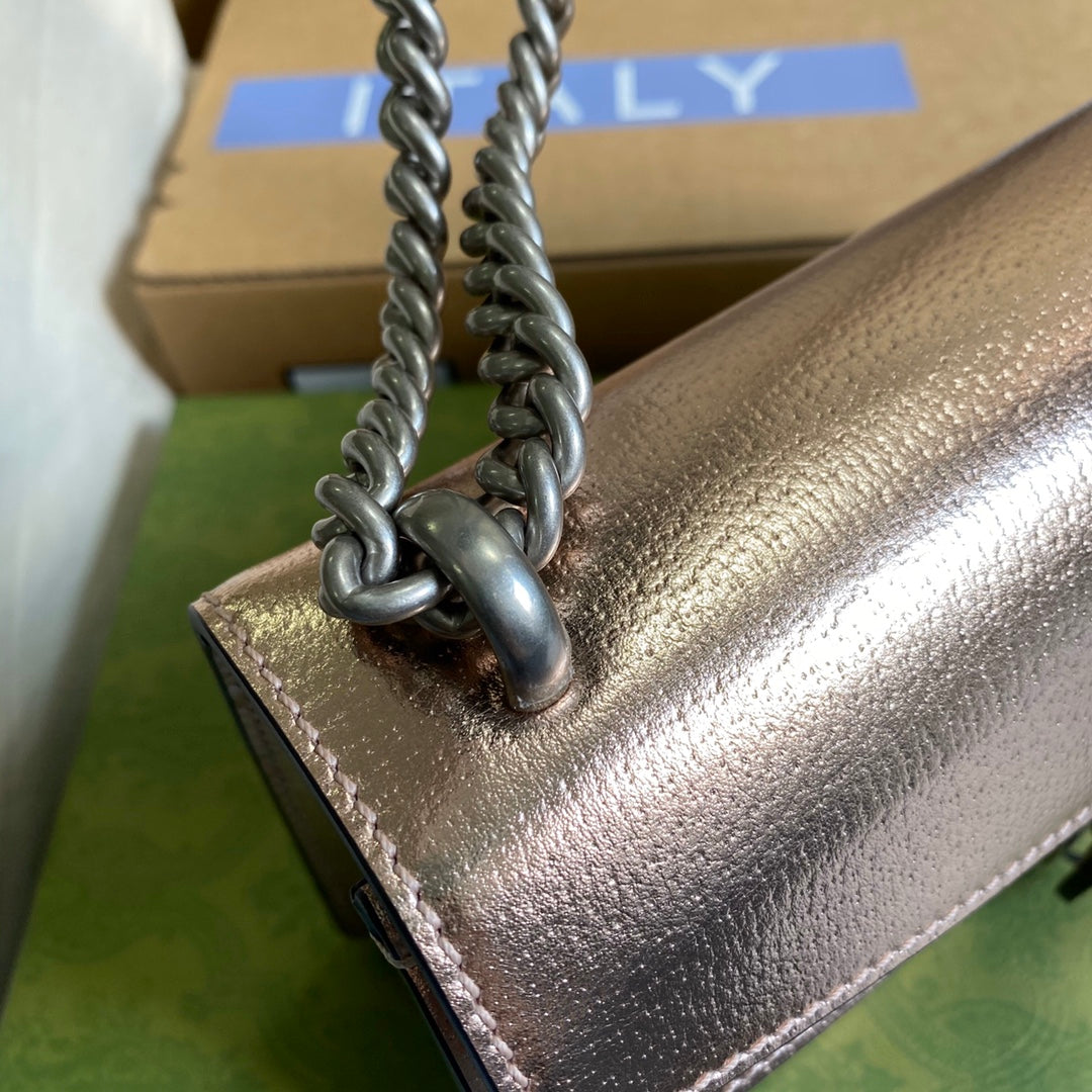 Gucci 499623 Dionysus GG small shoulder bag bronze leather