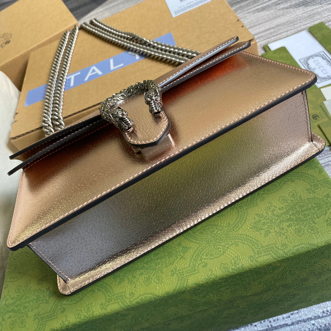 Gucci 499623 Dionysus GG small shoulder bag bronze leather