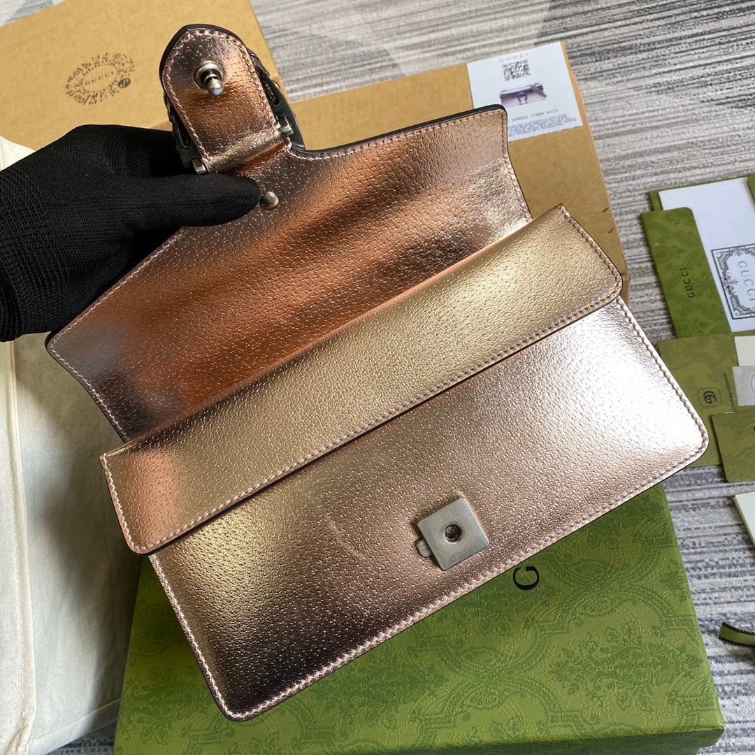 Gucci 499623 Dionysus GG small shoulder bag bronze leather
