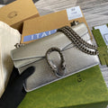 Gucci 499623 Dionysus GG small shoulder bag silver leather