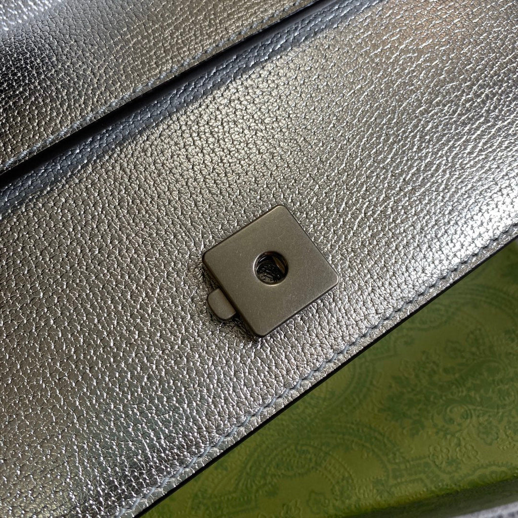 Gucci 499623 Dionysus GG small shoulder bag silver leather
