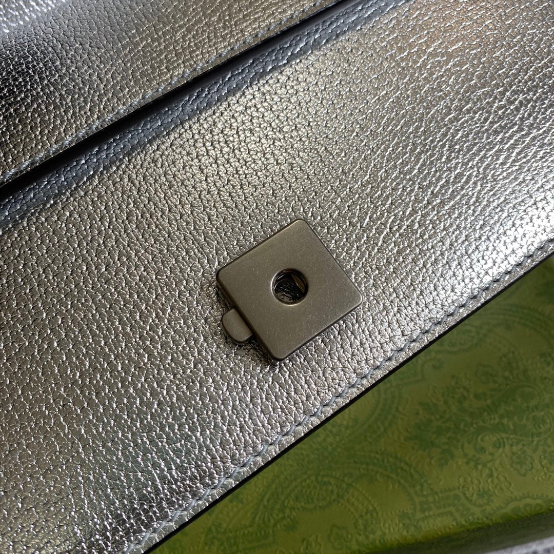Gucci 499623 Dionysus GG small shoulder bag silver leather