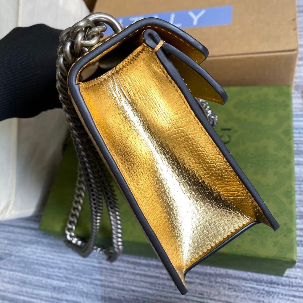 Gucci 499623 Dionysus GG small shoulder bag gold leather