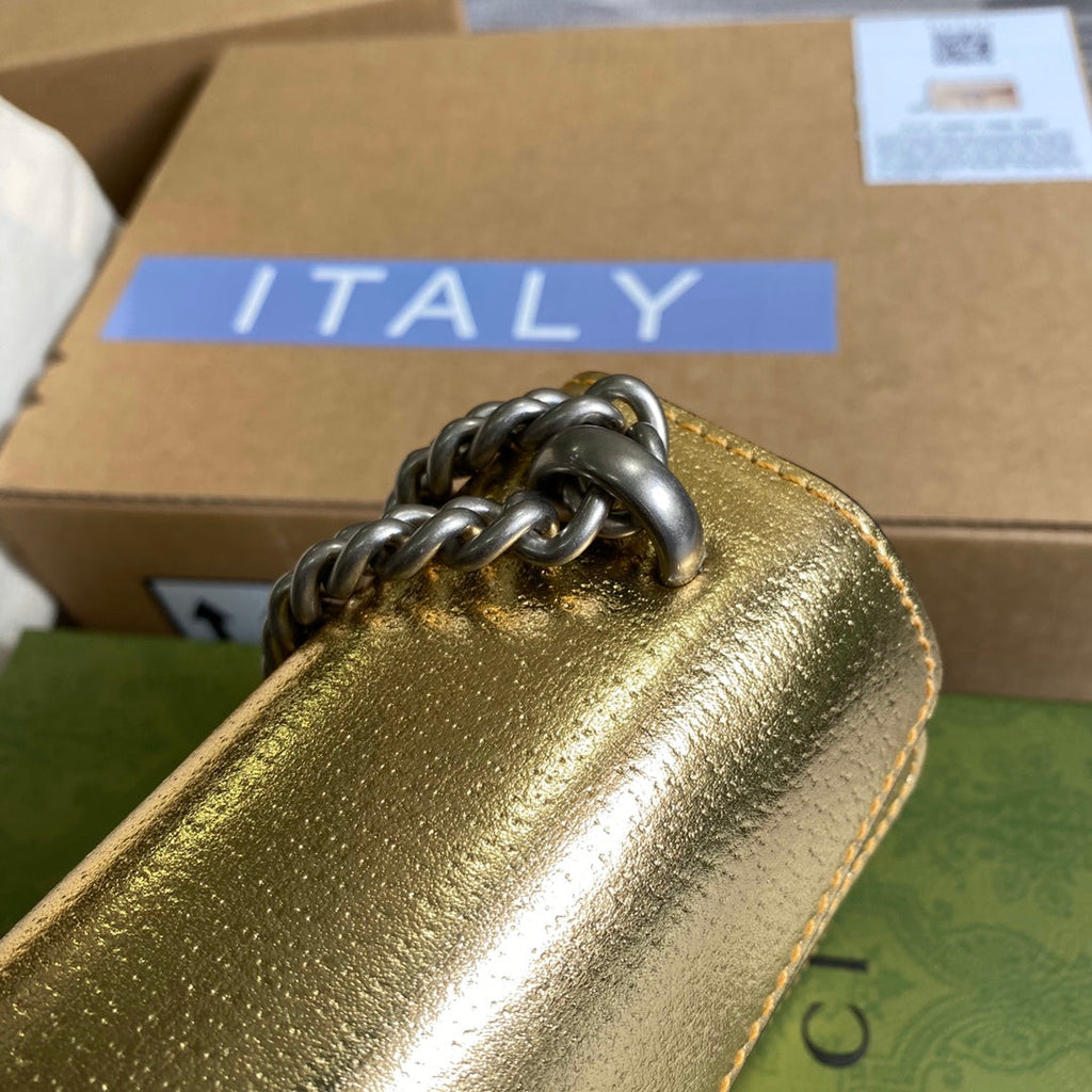 Gucci 499623 Dionysus GG small shoulder bag gold leather
