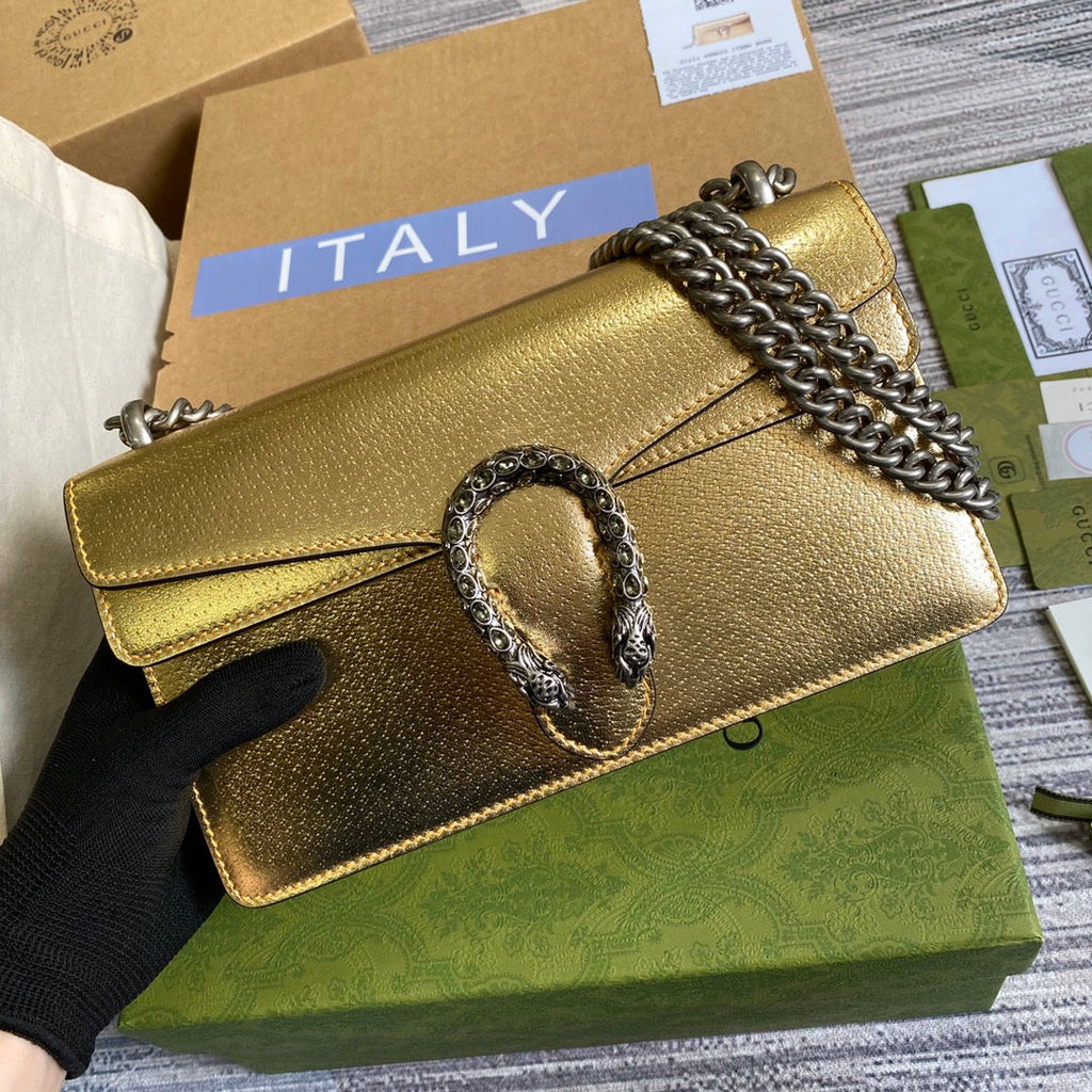 Gucci 499623 Dionysus GG small shoulder bag gold leather