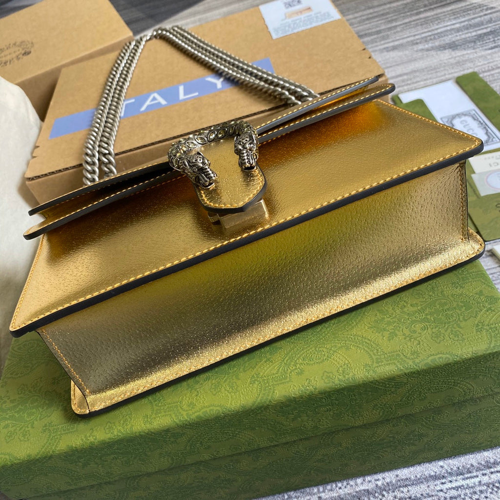 Gucci 499623 Dionysus GG small shoulder bag gold leather